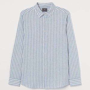 H&M Mens Linen-blend Slim Fit Shirt size Medium New